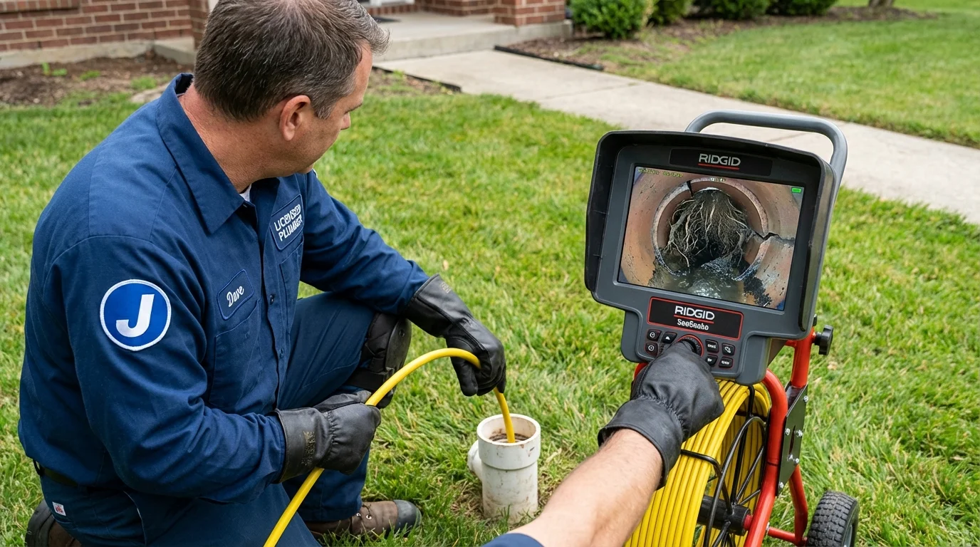 Sewer camera inspection being performed by Johns Plumbing LLC in Austin